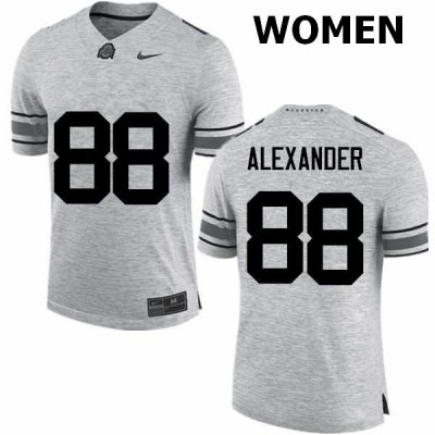Women's Ohio State Buckeyes #88 AJ Alexander Gray Nike NCAA College Football Jersey Hot DKY4644VB